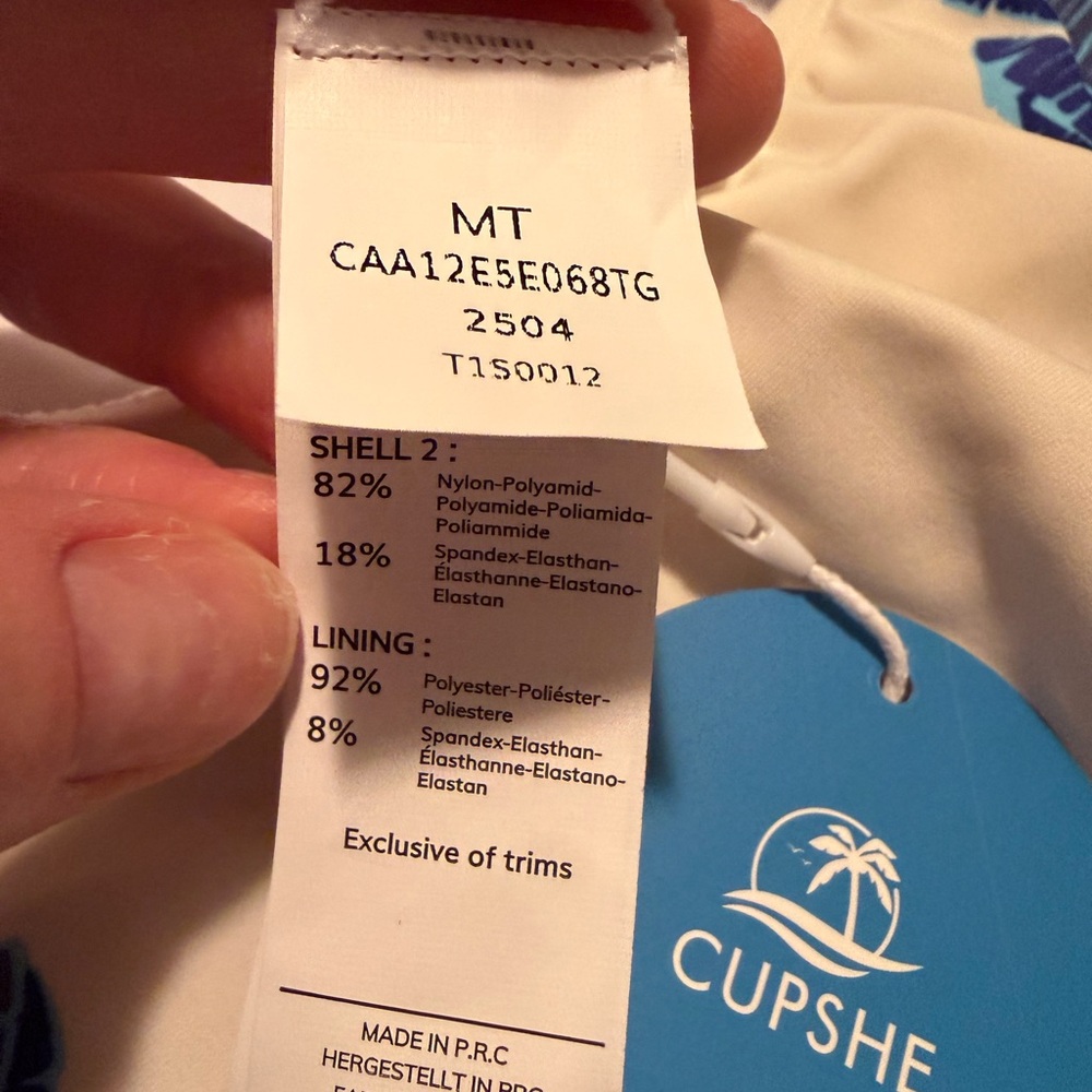 NWT Cupshe Blue and White Floral One Piece Swimsuit - Picture 6 of 7